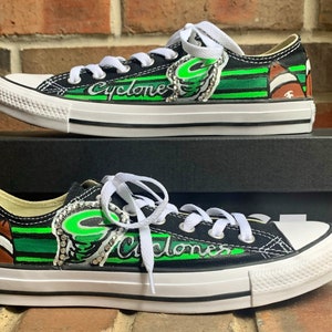 Custom Painted Football Converse Low Top Shoes, Handpainted Chucks, Sports Fanwear, Semi-Pro, Collegiate, Students, Alumni, Coaches Gift