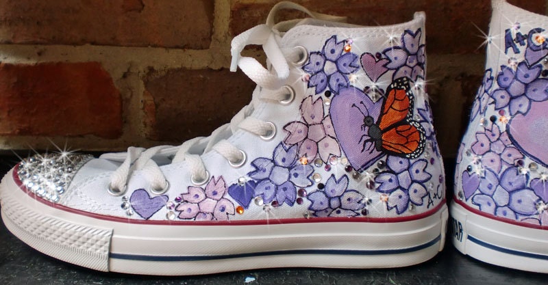 Wedding Converse Shoes Custom Painted Converse Crystals High