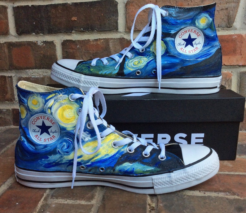 Custom Sneakers Womens Size Starry Night Converse Handpainted - Etsy