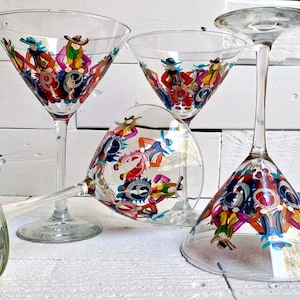 Hand Painted Cowboy Martini Glass, Western Ranch Decor Stemware image 6