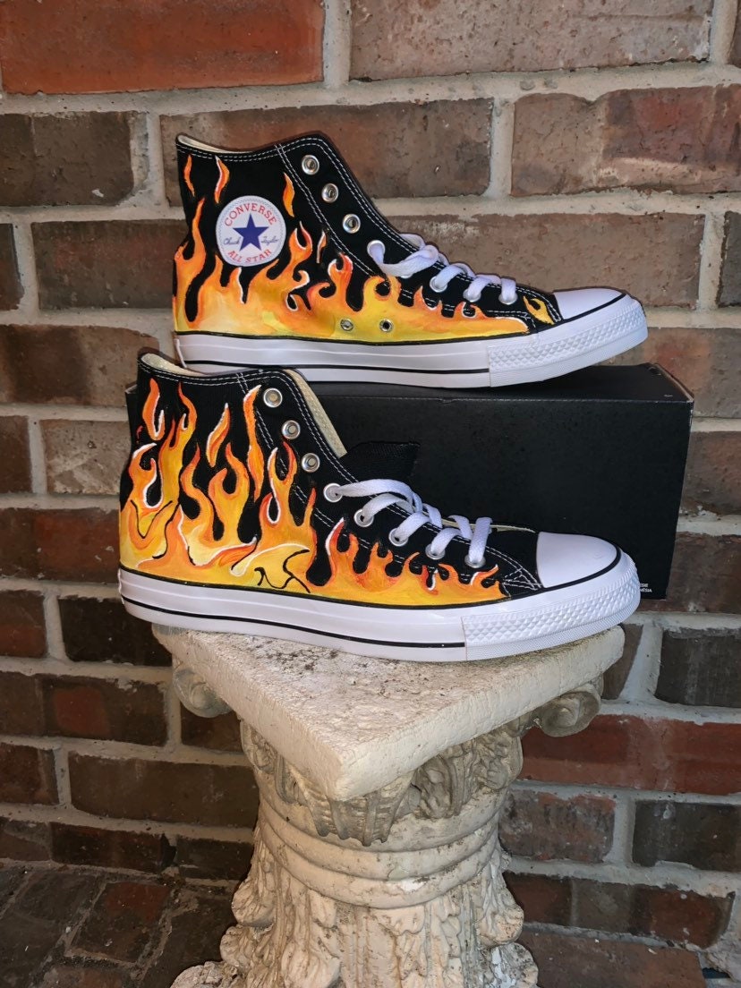 Black Converse With Hand-painted Flames Rockabilly Retro - Etsy Australia Black Converse With Hand-painted Flames Rockabilly Retro - Etsy Australia