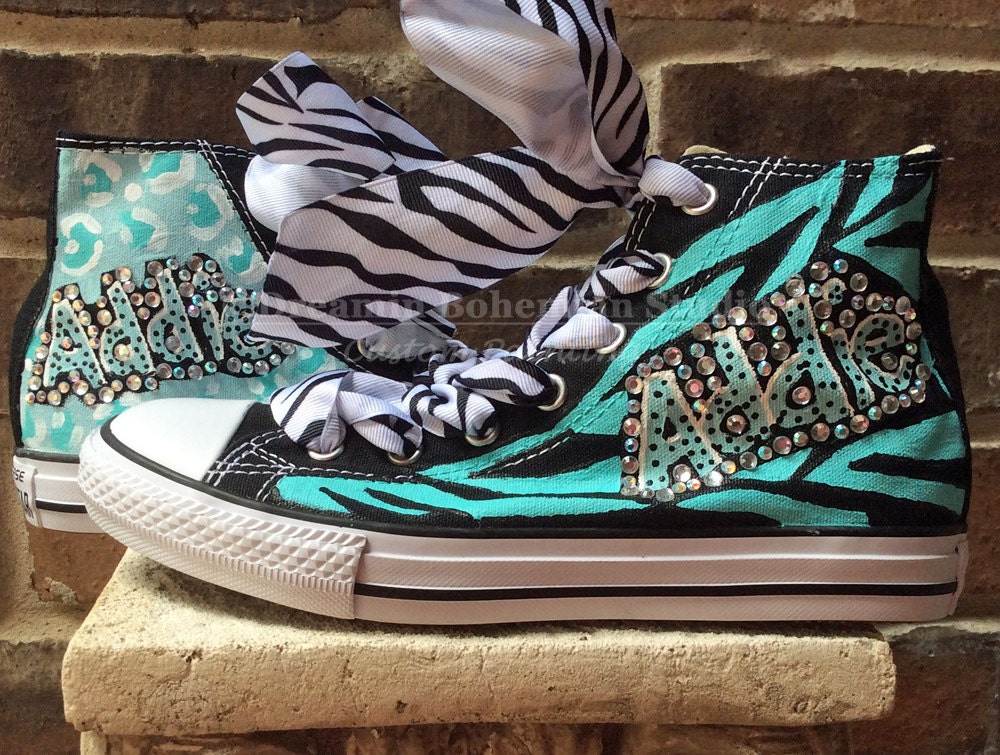 Black High Tops With Zebra and Leopard - Etsy