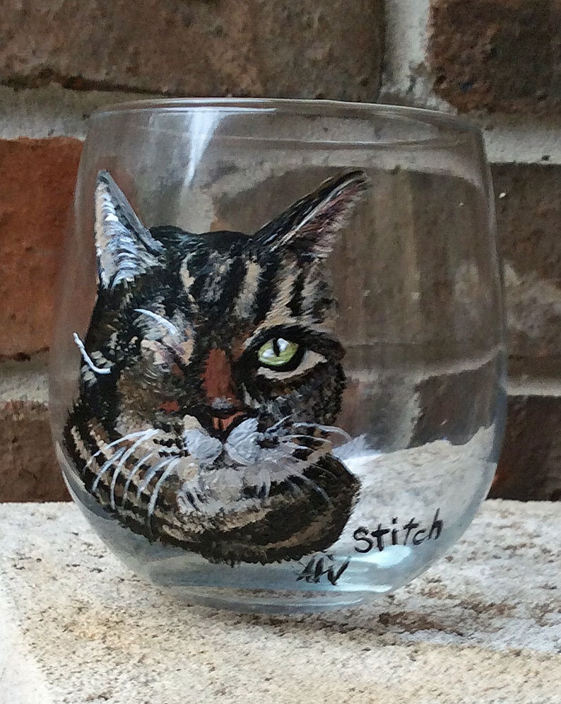 Cat Wine Glass Personalized Wine Glasses Kitty Wine Glass Etsy
