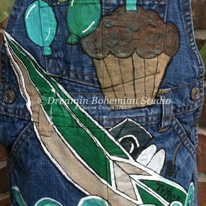 Denim Overalls Boys Custom HandPainted Birthday Party Outfit, Hunting, Fishing, Bear, Raccoon, Boat, Perfect for Father Son Photo Shoot, boy image 4