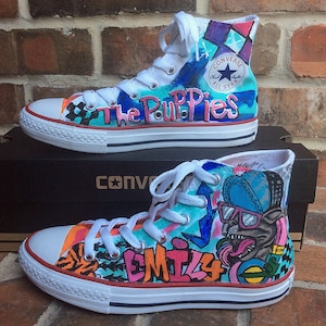 Custom Converse, Handpainted Shoes, Graffiti Art Painted Sneakers, Urban Design Chucks for Competitive Dancer, Personalized Shoe, Dance Girl image 6