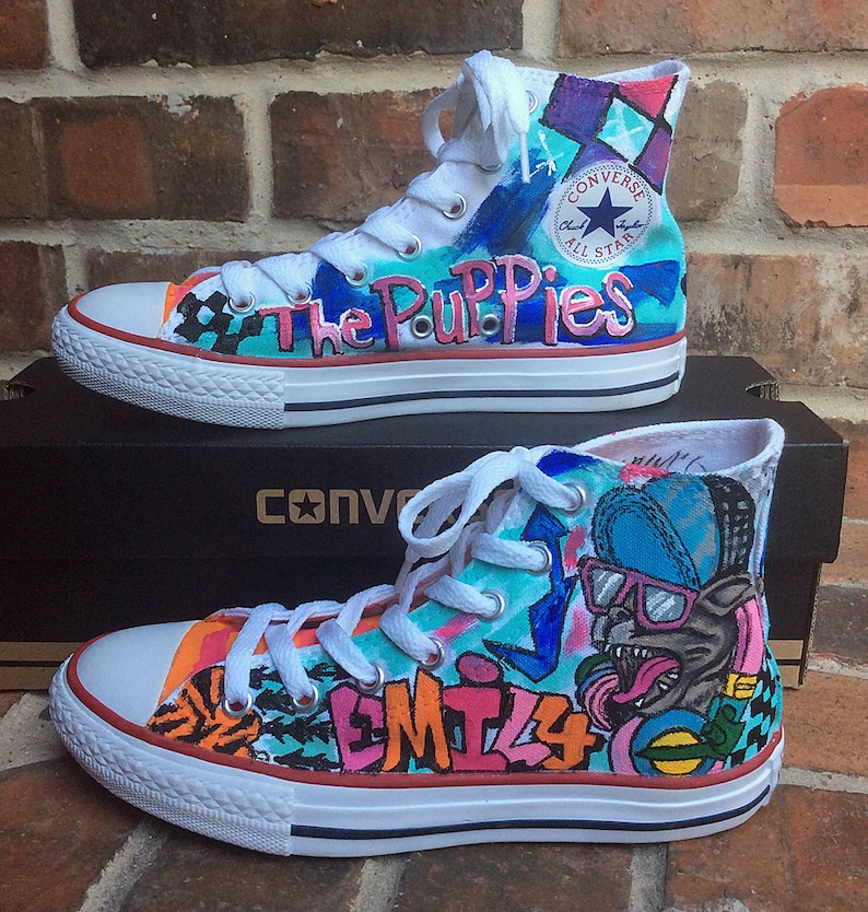 Custom Converse, Handpainted Shoes, Graffiti Art Painted Sneakers, Urban Design Chucks for Competitive Dancer, Personalized Shoe, Dance Girl image 6