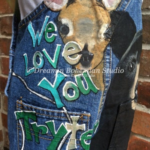 Denim Overalls Boys Custom HandPainted Birthday Party Outfit, Hunting, Fishing, Bear, Raccoon, Boat, Perfect for Father Son Photo Shoot, boy image 5