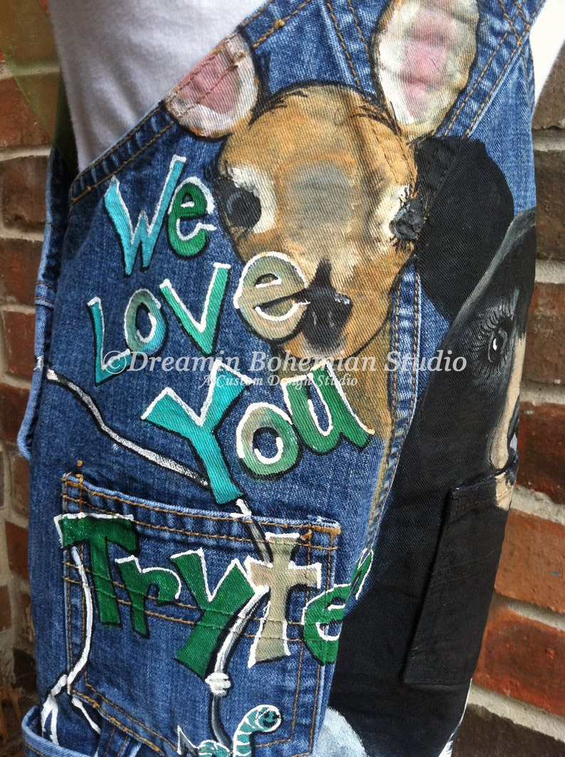 Denim Overalls Boys Custom HandPainted Birthday Party Outfit, Hunting, Fishing, Bear, Raccoon, Boat, Perfect for Father Son Photo Shoot, boy image 5