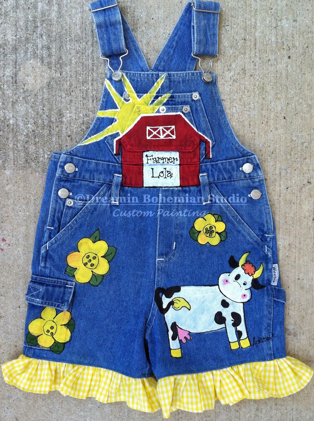 Denim Overalls for Toddler Girl Farm Animals Custom
