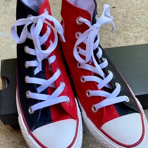 Red and Black Converse With White Laces Handpainted in 2-3 - Etsy
