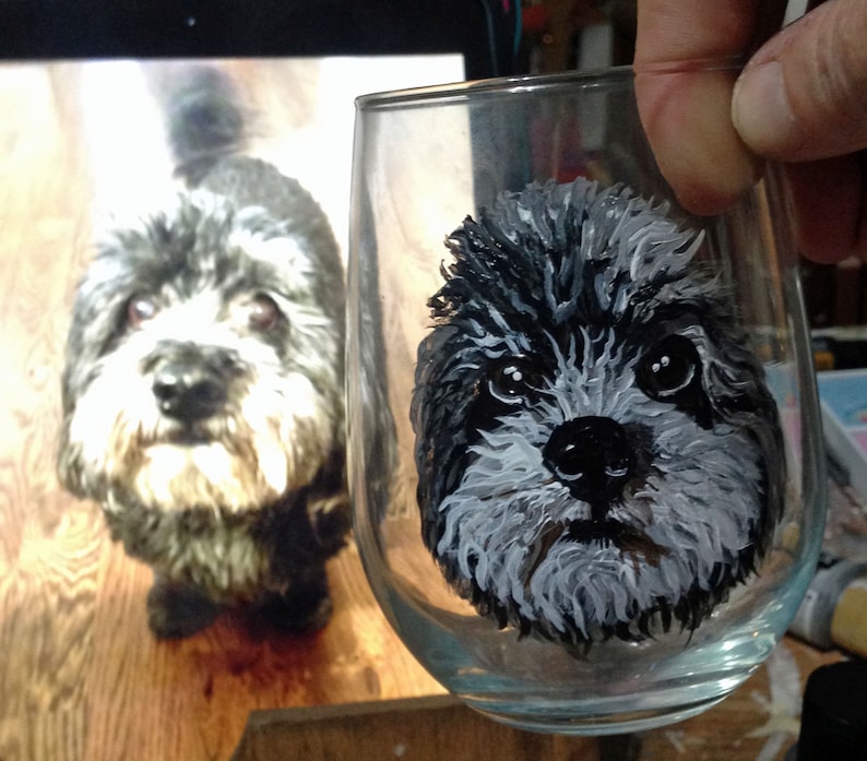 Painted Wine Glass Cockapoo I Will Paint Your Pet on a Wine Etsy