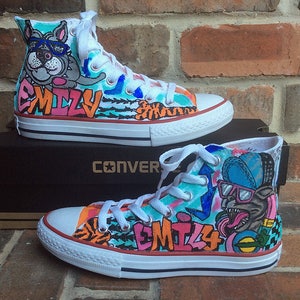 Custom Converse, Handpainted Shoes, Graffiti Art Painted Sneakers, Urban Design Chucks for Competitive Dancer, Personalized Shoe, Dance Girl image 8