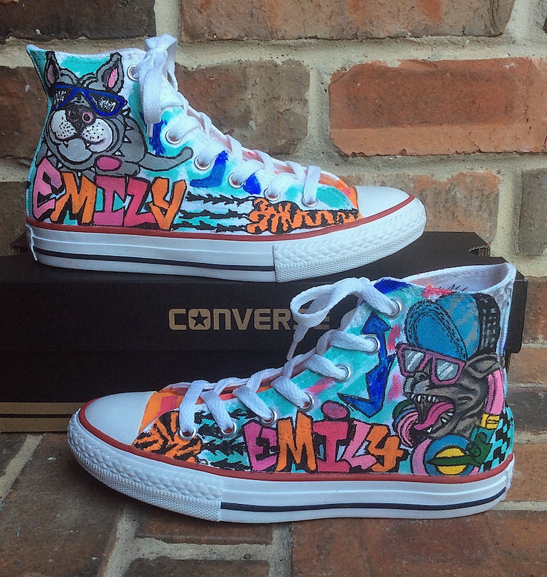 Custom Converse, Handpainted Shoes, Graffiti Art Painted Sneakers, Urban Design Chucks for Competitive Dancer, Personalized Shoe, Dance Girl image 8