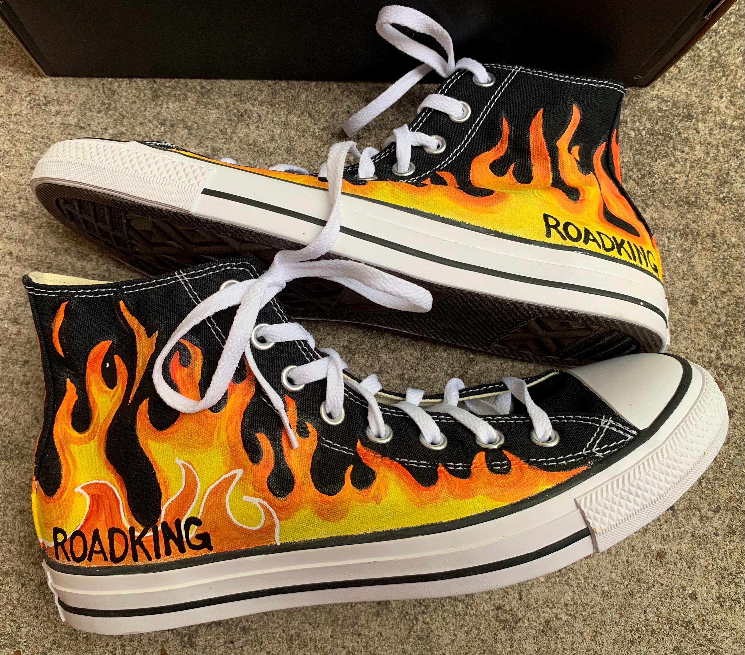 Custom Flame Painted Converse High Tops – Fiery Sneakers - Etsy