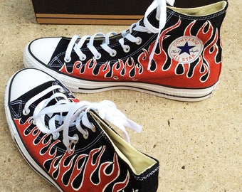 Custom Flame Converse Red Pin Striping Flames Old Fashion Hi - Etsy  Australia