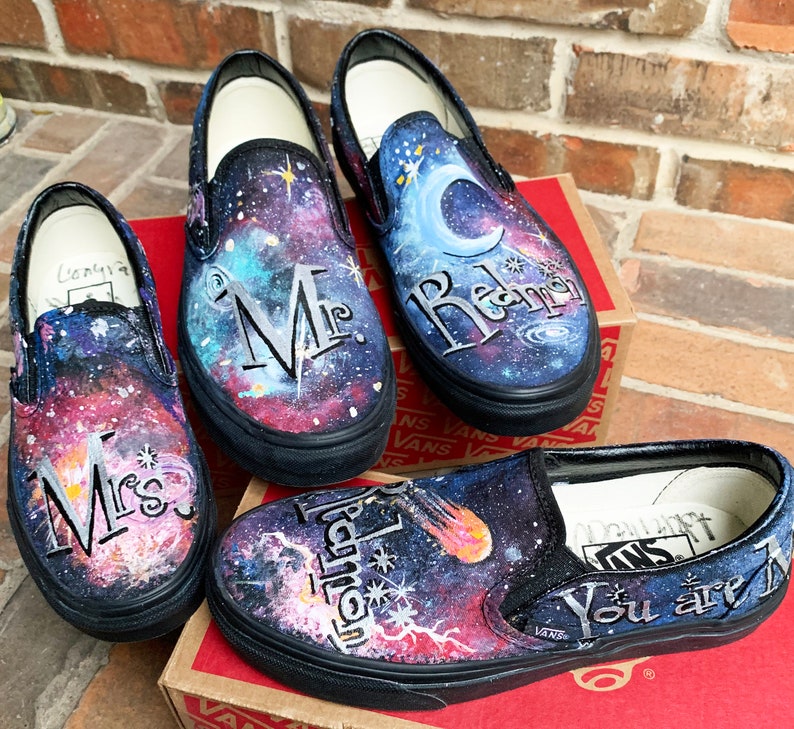 Custom Vans Cosmic Galaxy Shoes For Bride And Groom 2 Pair Of Etsy