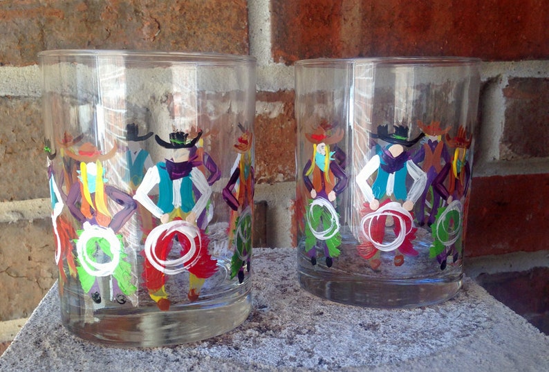 Hand Painted Cowboy Martini Glass, Western Ranch Decor Stemware image 9