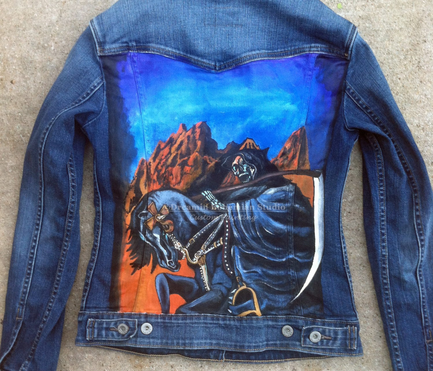 Custom Hand Painted Colourful Denim Jacket For Him