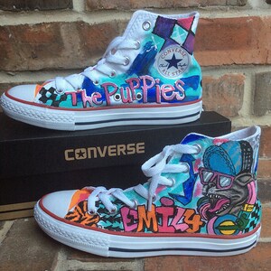 Custom Converse, Handpainted Shoes, Graffiti Art Painted Sneakers, Urban Design Chucks for Competitive Dancer, Personalized Shoe, Dance Girl image 2