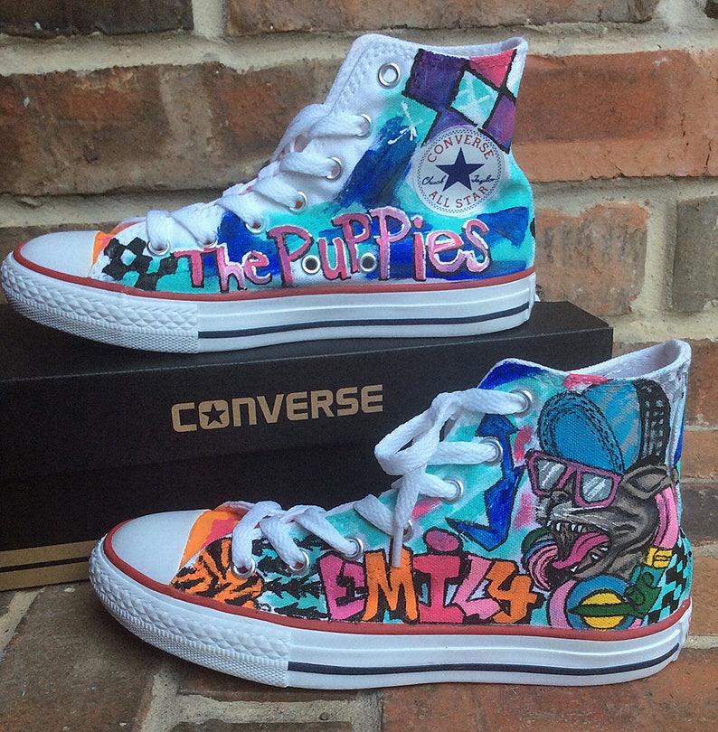 Custom Converse, Handpainted Shoes, Graffiti Art Painted Sneakers, Urban Design Chucks for Competitive Dancer, Personalized Shoe, Dance Girl image 2