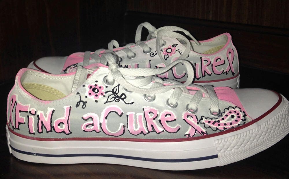 Breast Cancer Awareness Painted Converse Custom Low Top Shoes - Etsy