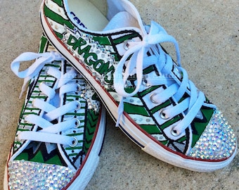 Custom Converse Shoes Women, Converse Low Top, Painted Gym Shoes for Team Mom, Cheer Mom, Mascots, Pop Art Style Fanwear, Great for Students