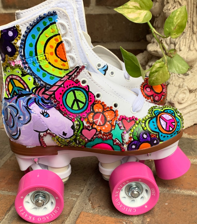 Unicorn Skate Party Roller Skates Hand Painted Colorful Etsy