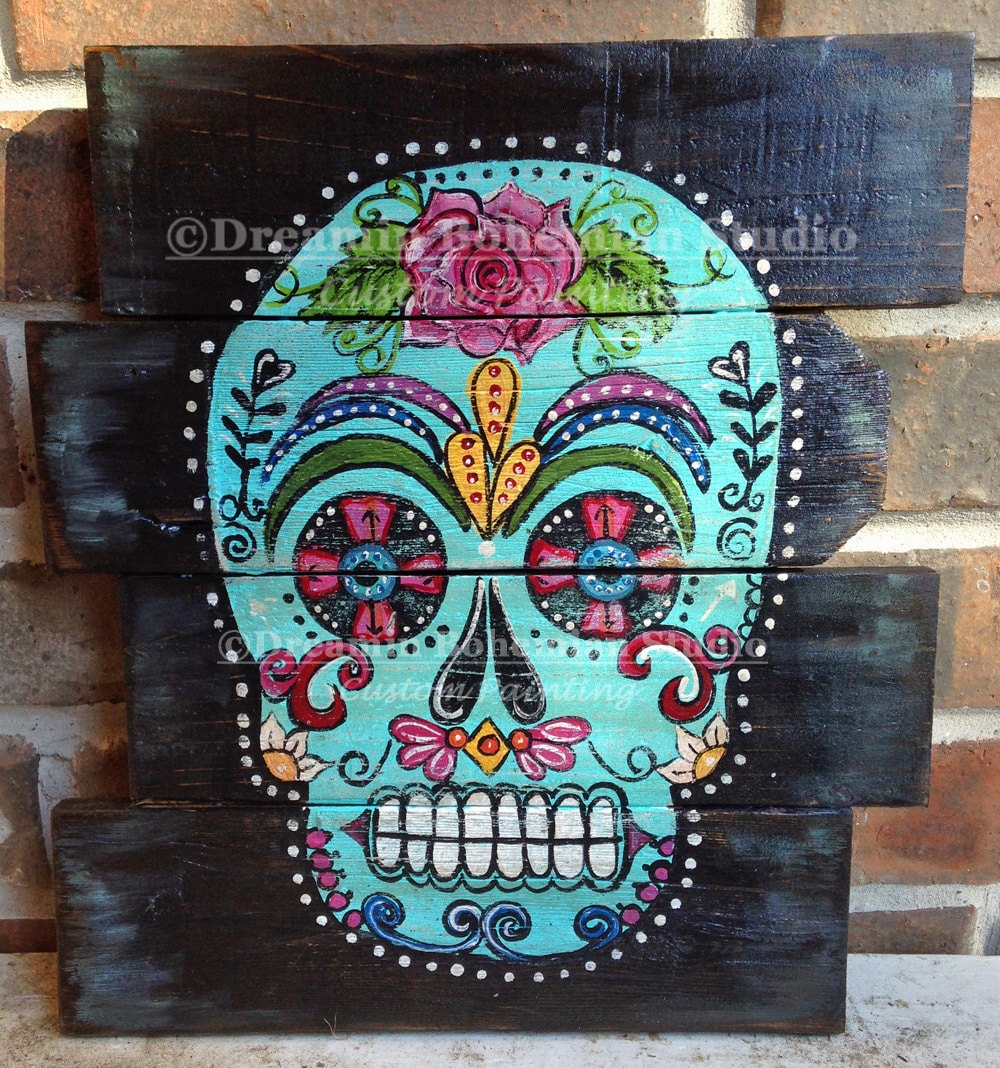 Day of The Dead Sugar Skull Painter Artist Gift Wood Print by Haselshirt -  Pixels Merch