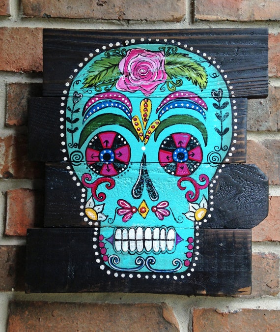 Day of The Dead Sugar Skull Painter Artist Gift Wood Print by Haselshirt -  Pixels Merch