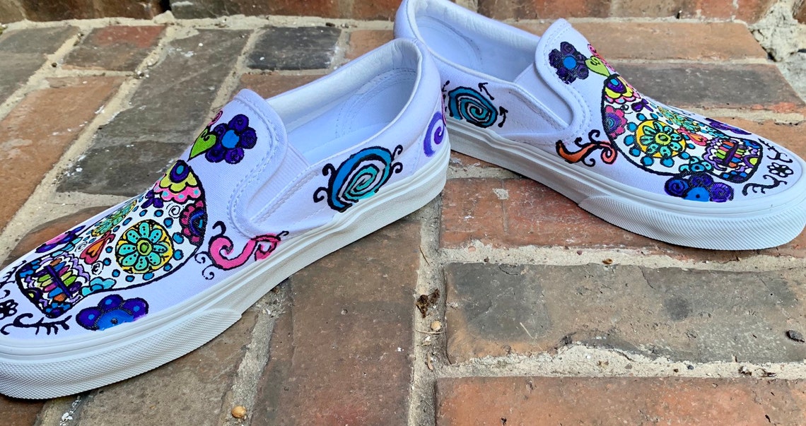 vans day of the dead slip ons