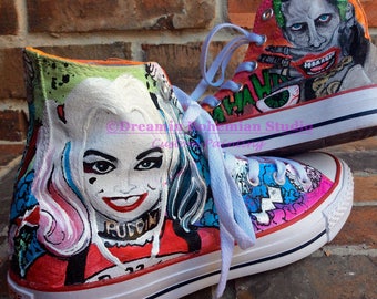 Painted Converse Movie Characters Handpainted Sneaker Art, Villains from Comic Books, Comic Con, Graffiti Style, teen Daughter gift, Women