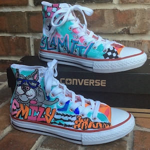 Custom Converse, Handpainted Shoes, Graffiti Art Painted Sneakers, Urban Design Chucks for Competitive Dancer, Personalized Shoe, Dance Girl image 4