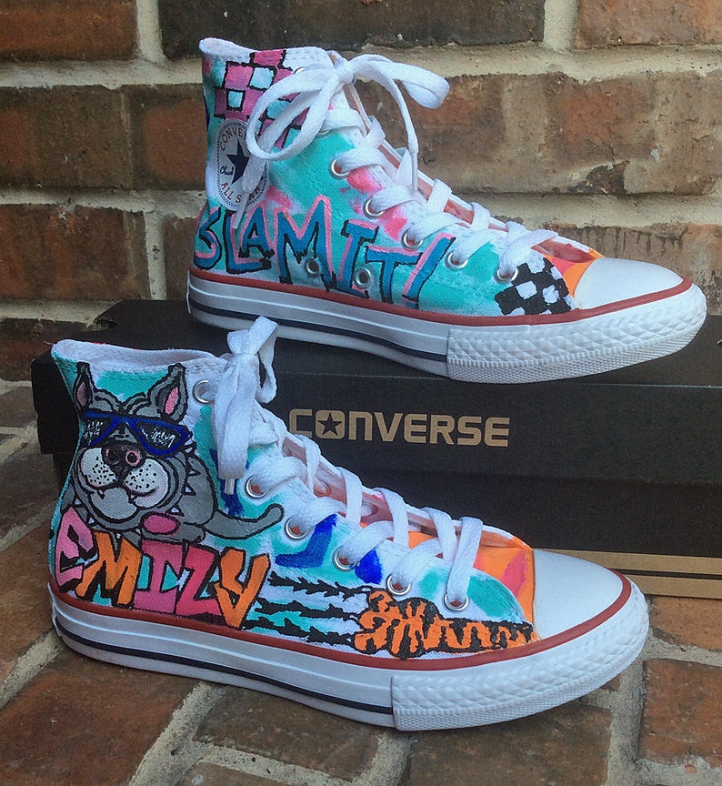 Custom Converse, Handpainted Shoes, Graffiti Art Painted Sneakers, Urban Design Chucks for Competitive Dancer, Personalized Shoe, Dance Girl image 4