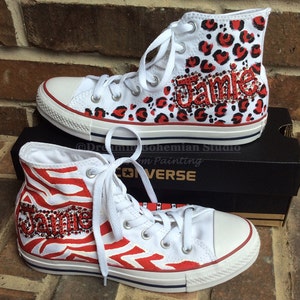 Colorful Handpainted Zebra Print, Personalized Converse Sneakers, Painted Converse Shoes, College Students, Gift for teen girls, Fun Gift