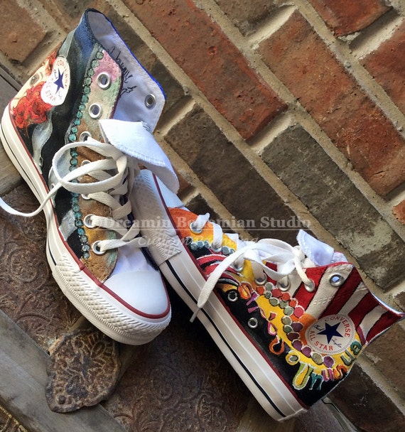 Piano - Music Notes - Custom Converse - Hand Painted Converse