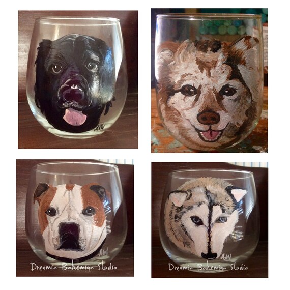 Custom Hand Painted 16oz Red Wine Glass With Coopers Hawk Portrait - Etsy