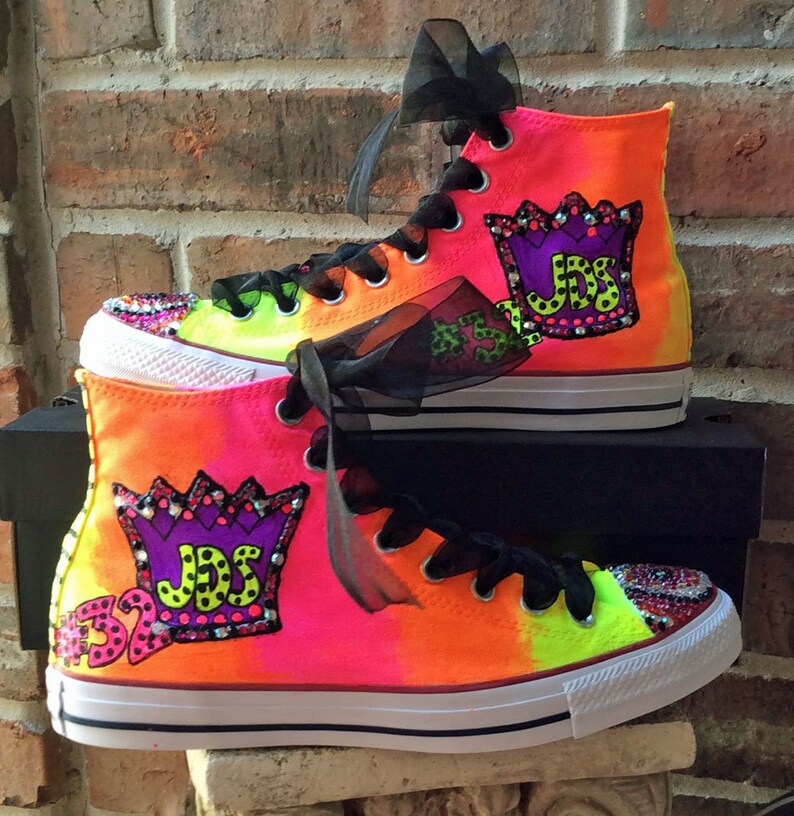 Glow in the Dark Hi Top Converse Shoes Bright Colors Sweet