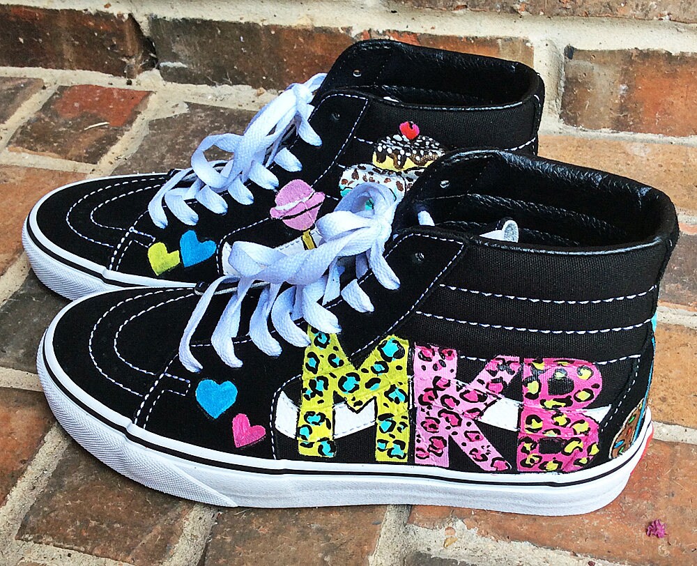 Custom Vans Sk8 Hi Custom Painted Skater Shoes Pop Art 