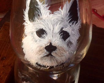 Custom Stemless Wine Glasses with Personalized Pet Portrait Painting from Photo