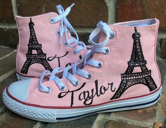 Paris Pink Converse Hi Top Hand Painted Sneakers French - Etsy Hong Kong