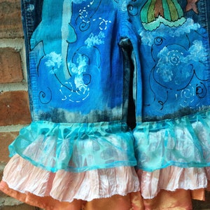 Mermaid Overalls for Little Girls, Hand Painted Bibs, Under the Sea ...