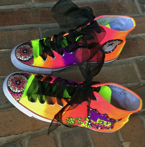 Painted Shoes Glow in the Dark Hi Top Converse Neon Colors - Etsy