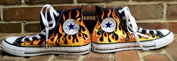 Hand Painted Flames on Converse High Fire Etsy