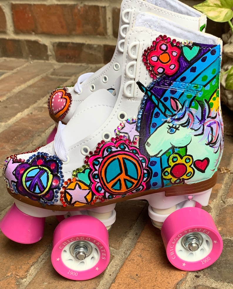 Unicorn Skate Party Roller Skates Hand Painted Colorful Etsy