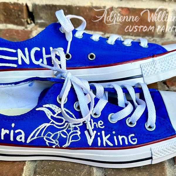 Painted Converse Custom Low Top Sneakers for High School, ANY School Colors or Mascot, personalized with name, BTS Gift or Graduation Year