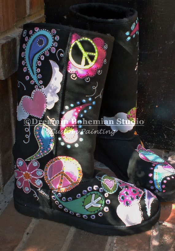 Custom Uggs Hand Painting on Your Boots Free Spirit -  Israel