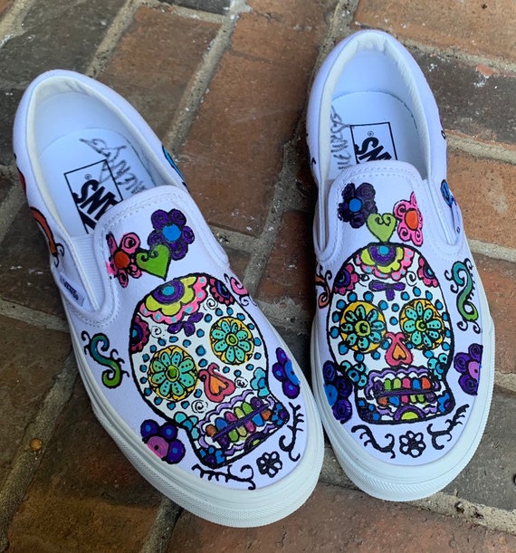 vans shoes skull design