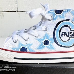 Converse for Kids Back to School Shoes for Girls, HighTop Sneakers Painted in your childs school colors and personalized with her name, CUTE