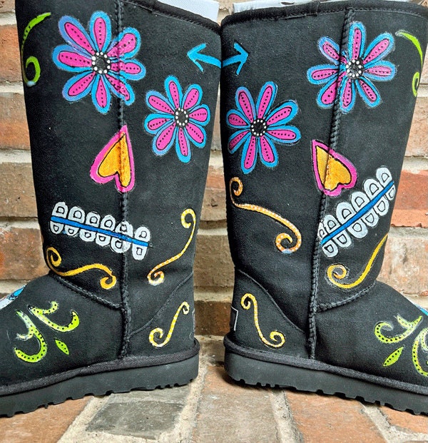 Sugar Skull UGG Boots Hand Painted Colorful Mexican Style -  Norway