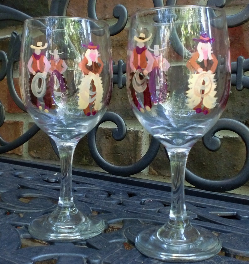 Hand Painted Cowboy Martini Glass, Western Ranch Decor Stemware neutrals